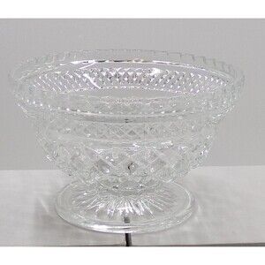 Vintage Anchor Hocking Wexford Clear Glass Footed Bowl Candy Dish Compote 6.5